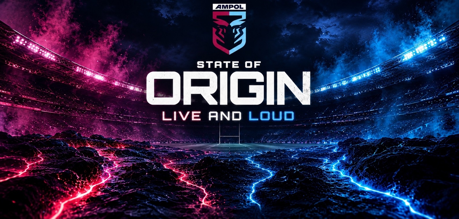Film backdrop for State of Origin Game 2